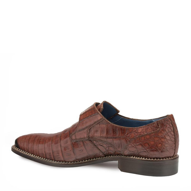Mezlan 4737-F Magnus Men's Shoes Sport Rust Exotic Caiman Crocodile Monk-Strap Loafers (MZ3341)-AmbrogioShoes