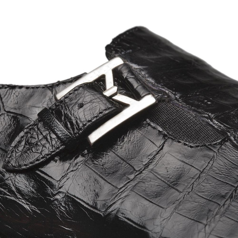 Mezlan 4773-F-SX102 Gore Men's Shoes Black Genuine Crocodile Monk-Strap Loafers (MZS3361)-AmbrogioShoes