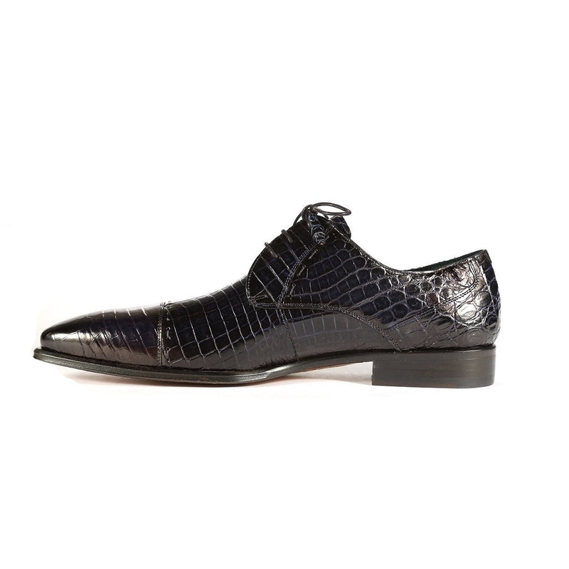 Mezlan 4818-J Men's Shoes Blue Exotic Alligator Skin Cap-Toe Derby Oxfords (MZS3392)-AmbrogioShoes