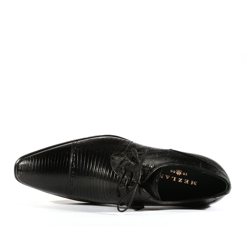 Mezlan 4818-L Men's Shoes Black Exotic Genuine Lizard Derby Cap-Toe Oxfords (MZS3367)-AmbrogioShoes