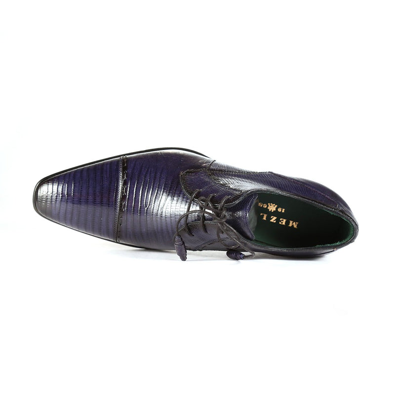Mezlan 4818-L Men's Shoes Navy Blue Exotic Genuine Lizard Derby Cap-Toe Oxfords (MZS3393)-AmbrogioShoes
