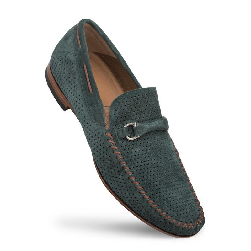 Mezlan 7272 Marcello Men's Shoes Green Suede Leather Moccasin Loafers (MZ3339)-AmbrogioShoes