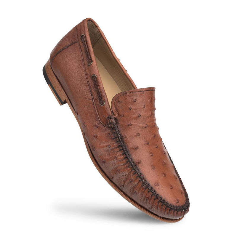 Mezlan 7318-S-RX612 Men's Shoes Brandy Exotic Ostrich Dress Moccasin Loafers (MZ3375)-AmbrogioShoes