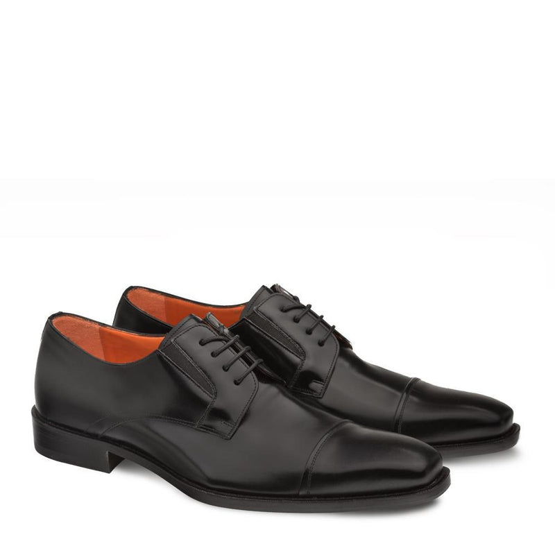 Mezlan 9724 Emilio Men's Shoes Black Calf-SKin Leather Cap-Toe Oxfords (MZ3269)-AmbrogioShoes