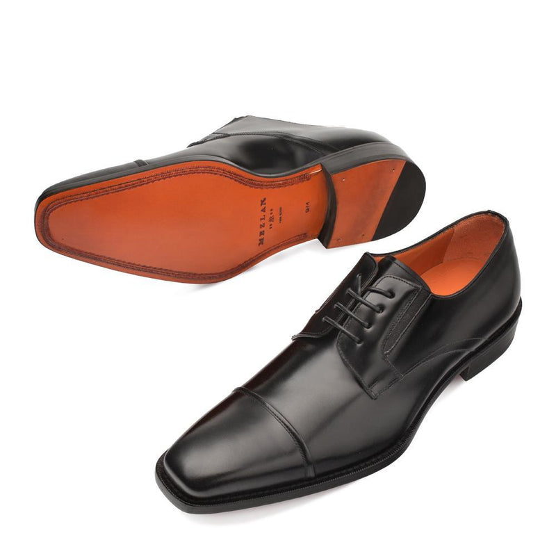 Mezlan 9724 Emilio Men's Shoes Black Calf-SKin Leather Cap-Toe Oxfords (MZ3269)-AmbrogioShoes