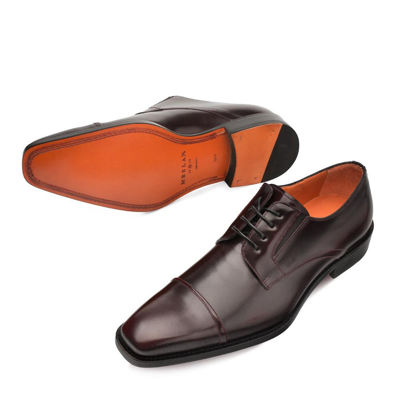Mezlan 9724 Emilio Men's Shoes Burgundy Calf-SKin Leather Cap-Toe Oxfords (MZ3270)-AmbrogioShoes