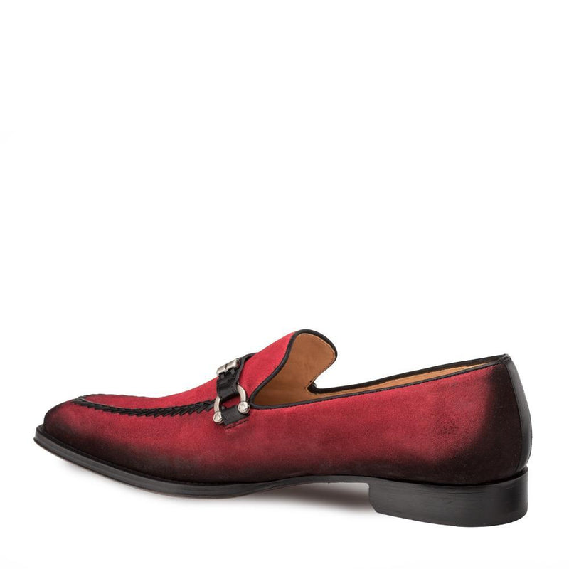Mezlan 9728 Halsey Men's Shoes Red Suede Leather Horsebit Loafers (MZ3264)-AmbrogioShoes