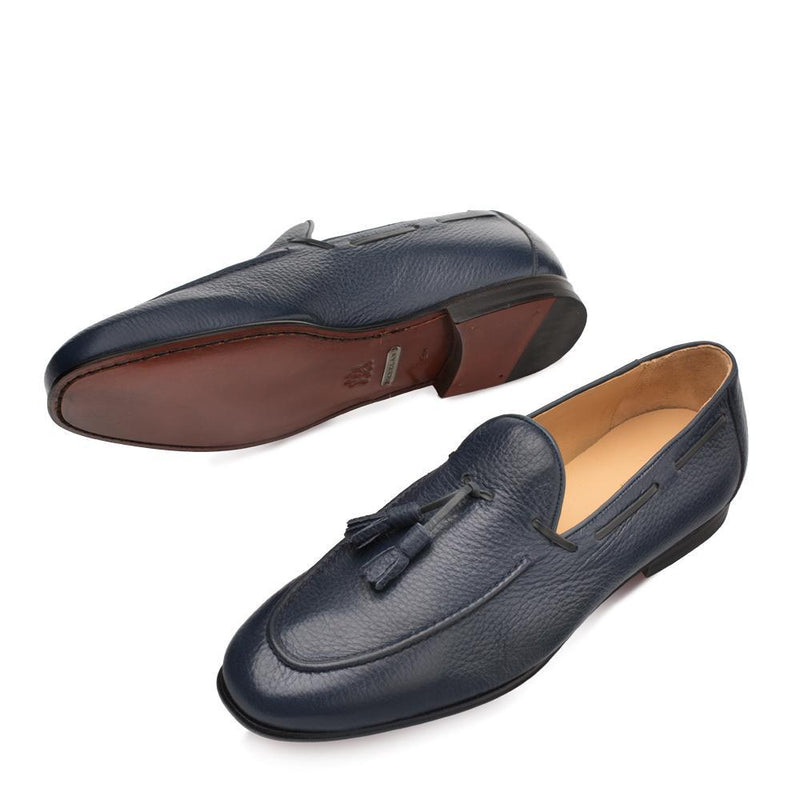 Mezlan 9733 Montier Men's Shoes Blue Deer-Skin Leather Tassels Loafers (MZ3274)-AmbrogioShoes