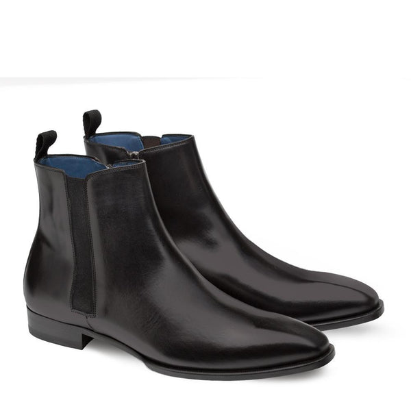 Mezlan 9742 Brock Men's Shoes Black Calf-Skin Leather Chelsea Boots (MZ3295)-AmbrogioShoes