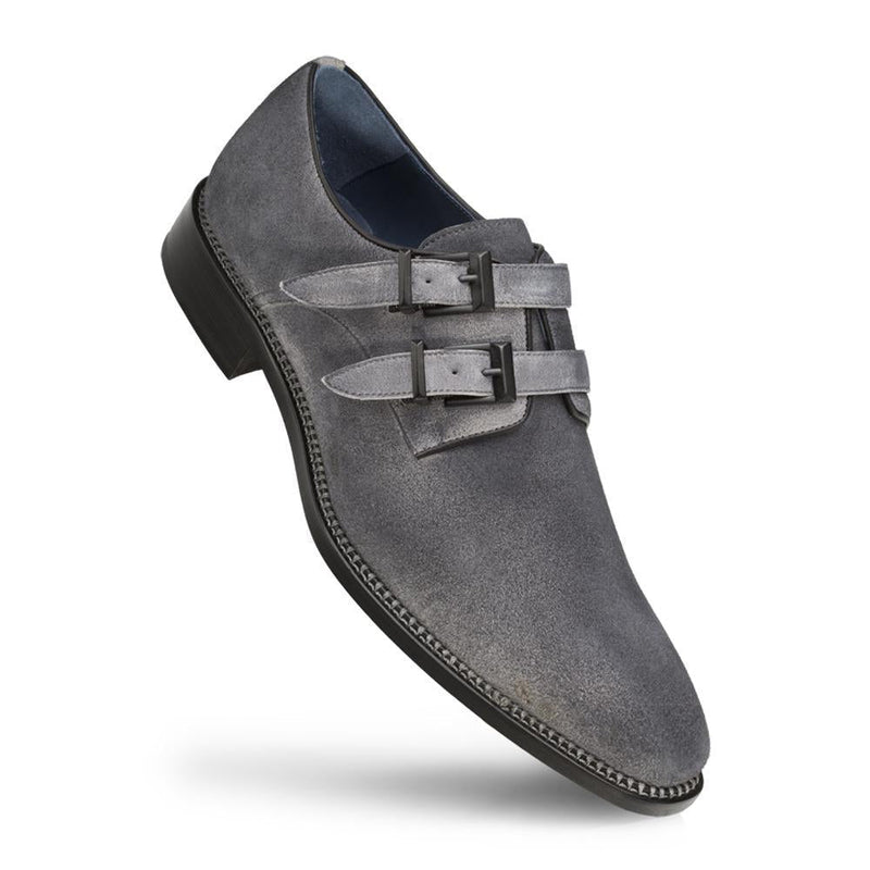 Mezlan 9802 Meier Men's Shoes Gray Suede Leather Monk-Straps Loafers (MZ3374)-AmbrogioShoes