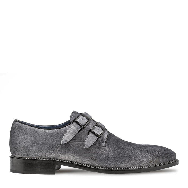 Mezlan 9802 Meier Men's Shoes Gray Suede Leather Monk-Straps Loafers (MZ3374)-AmbrogioShoes