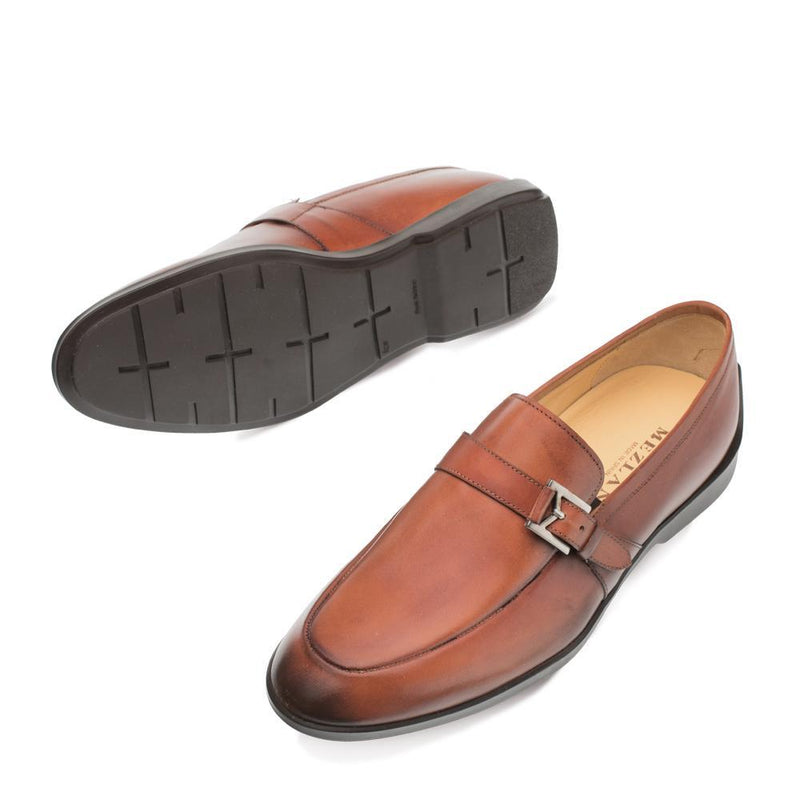 Mezlan 9805 Granby Men's Shoes Cognac Calf-Skin Leather Monk-Strap Loafers (MZ3283)-AmbrogioShoes