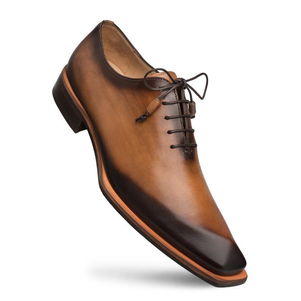 Mezlan 9917 S108 Men's Shoes Cognac Asymmetrical Patina Leather Plain Oxfords (MZ3350)-AmbrogioShoes