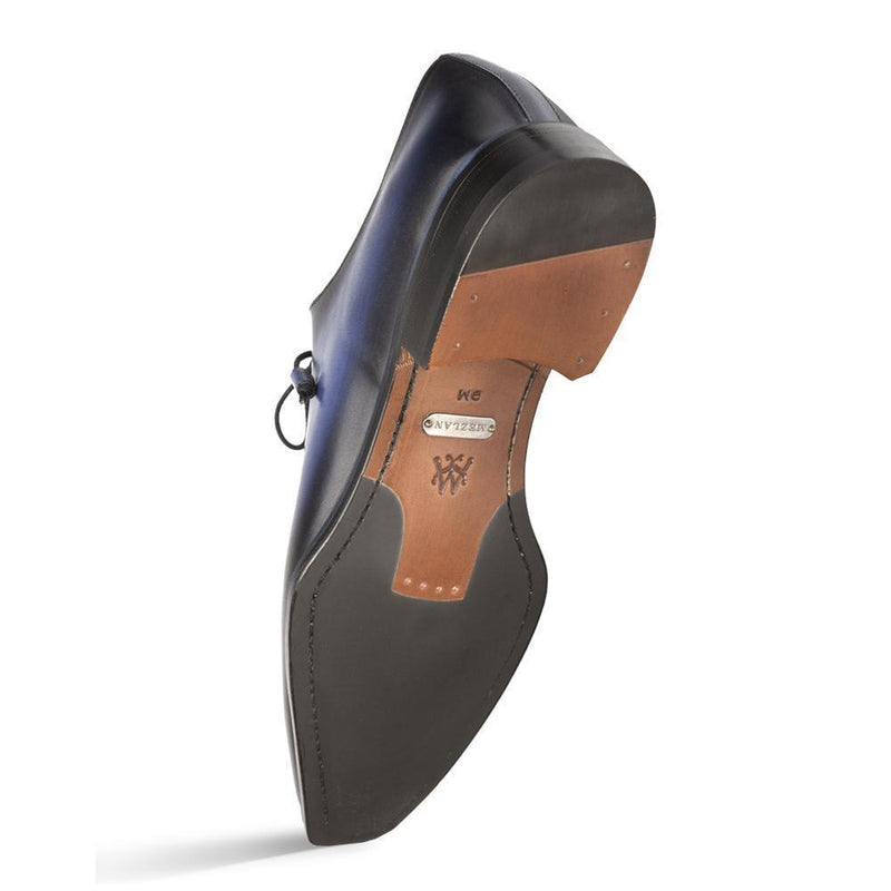 Mezlan 9917 S108 Men's Shoes Navy Asymmetrical Patina Leather Plain Oxfords (MZ3351)-AmbrogioShoes
