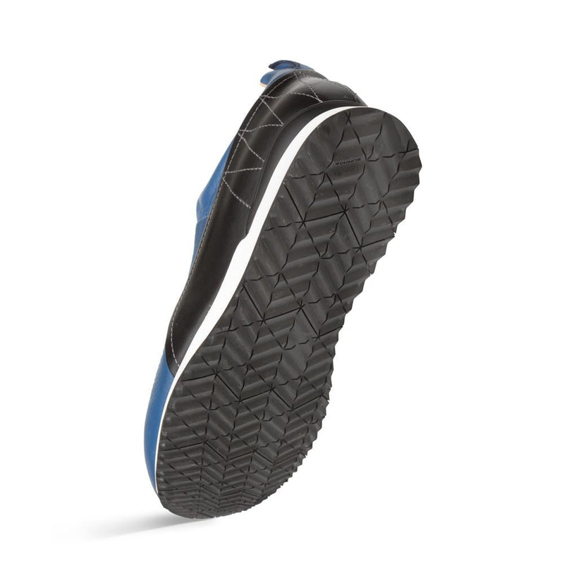 Mezlan A20081 Men's Shoes Blue & Black Deer-Skin / Calf-Skin Leather Elastic Slip-On Sneakers (MZ3431)-AmbrogioShoes
