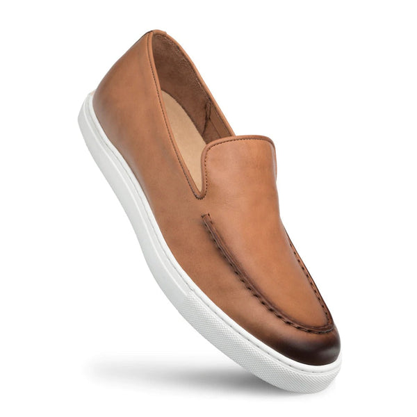 Mezlan A20288 Men's Shoes Cognac Calf-Skin Leather Whole cut Slip On Sneakers (MZ3477)-AmbrogioShoes