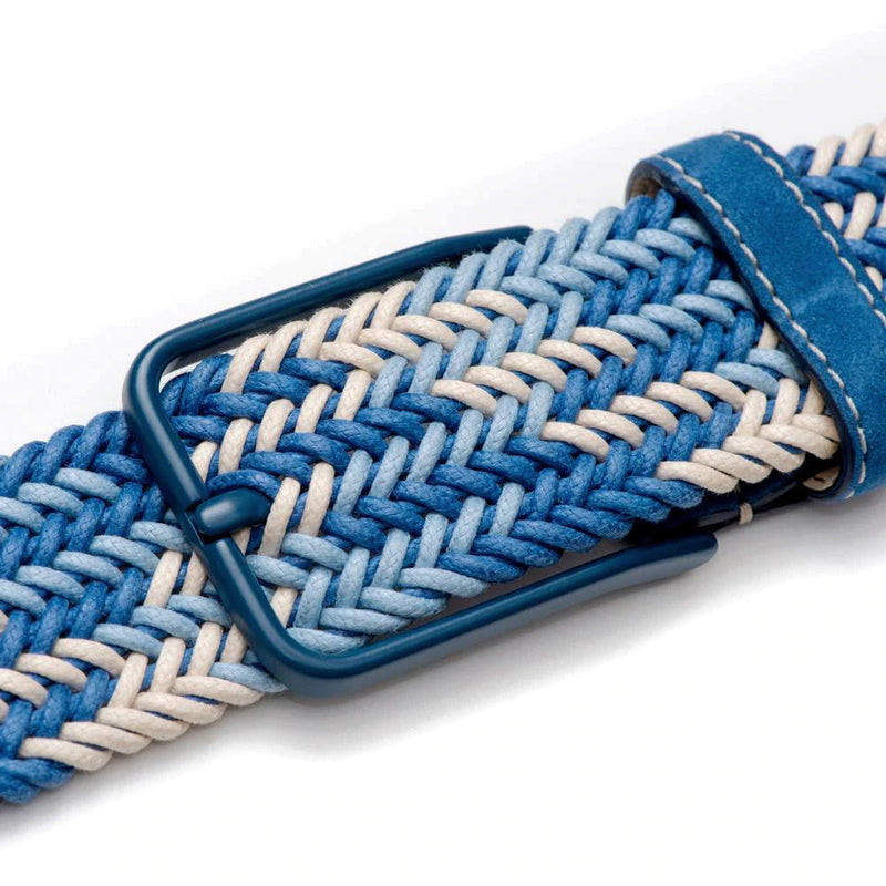 Mezlan AB11469 Blue Combo Tricolor Braided Fabric Men's Belt (MZB1210)-AmbrogioShoes