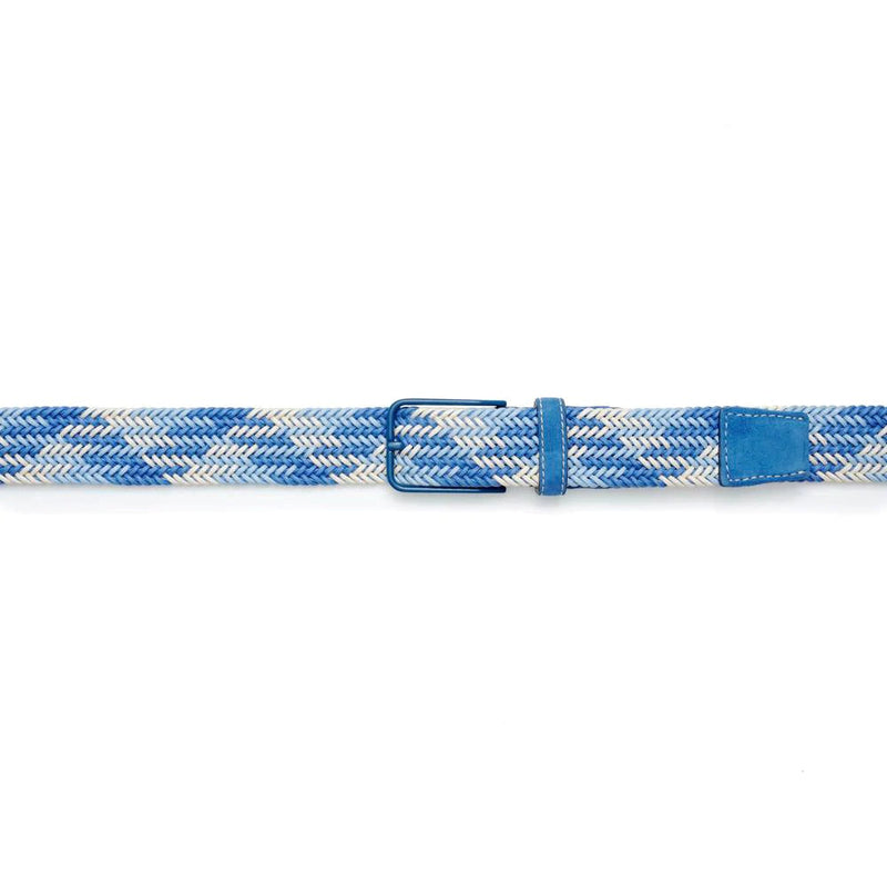 Mezlan AB11469 Blue Combo Tricolor Braided Fabric Men's Belt (MZB1210)-AmbrogioShoes