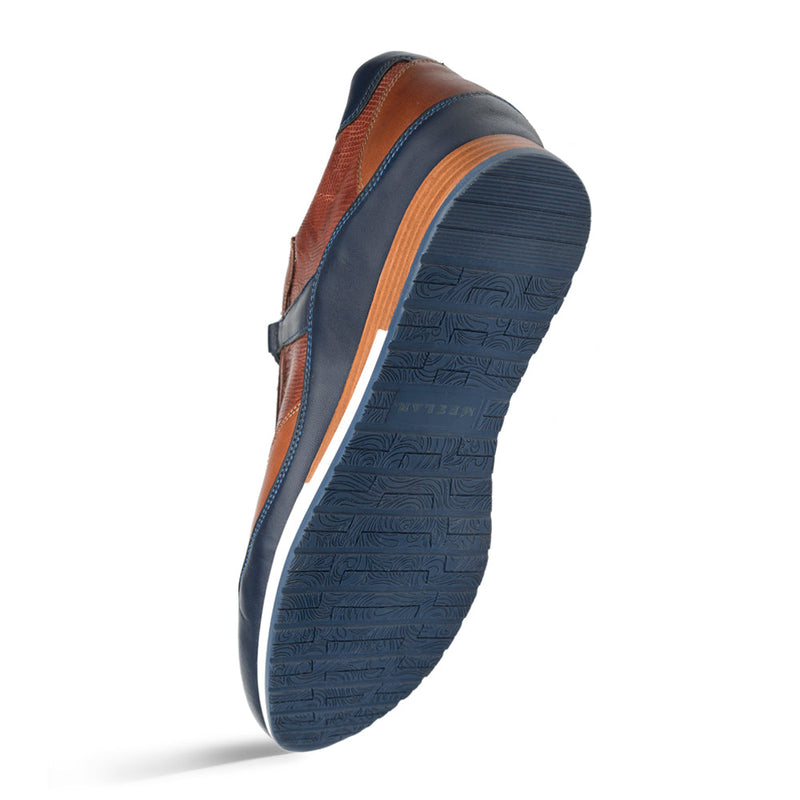 Mezlan AX4873-L Men's Shoes Blue & Brown Exotic Lizard / Calf-Skin Leather Luxury Sneakers (MZ3544)-AmbrogioShoes