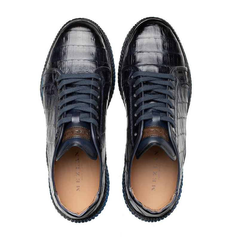 Mezlan AX4936-F Men's Shoes Blue Exotic Crocodile Super Sneakers (MZ3593)-AmbrogioShoes