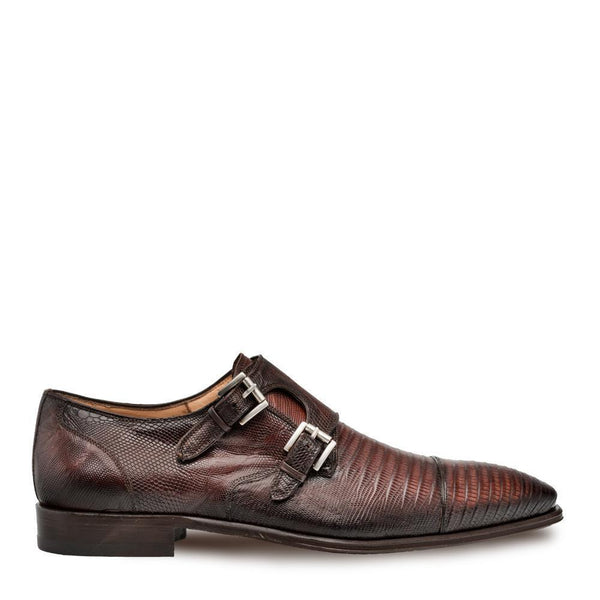 Mezlan Men's Shoes Cognac Exotic Lizard-Skin Cap-Toe Monk-Straps Loafers 4591-L (MZ3195)-AmbrogioShoes