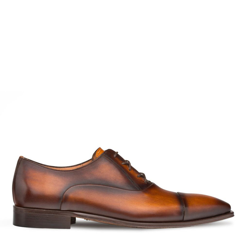 Mezlan E20245 Men's Shoes Cognac Calf-Skin Leather Folded-Seam Oxfords (MZ3413)-AmbrogioShoes