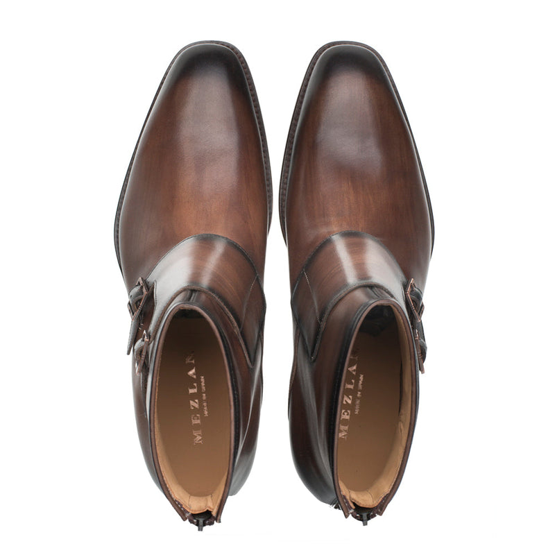 Mezlan Patina Men's Shoes Brown Deerskin / Calf-Skin Leather Slip On Loafers (MZ3508)-AmbrogioShoes