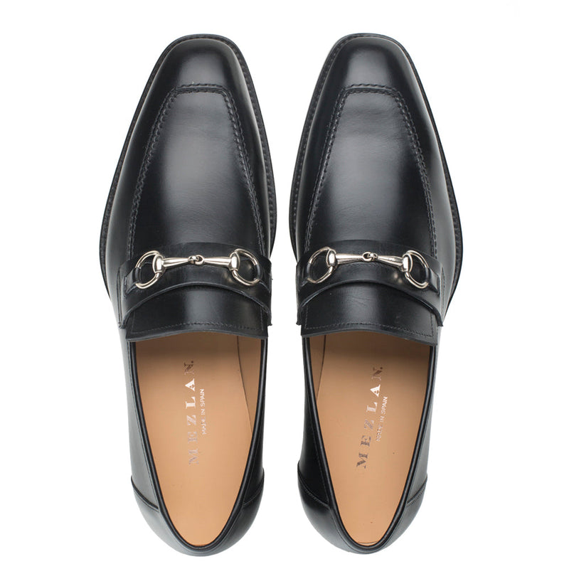 Mezlan E20482 Men's Shoes Black Calf-Skin Leather Ornament Horse bit Loafers (MZ3501)-AmbrogioShoes