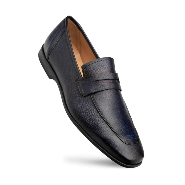 Mezlan E20693 Men's Shoes Navy Deer-Skin Leather Penny Loafers (MZ3603)-AmbrogioShoes
