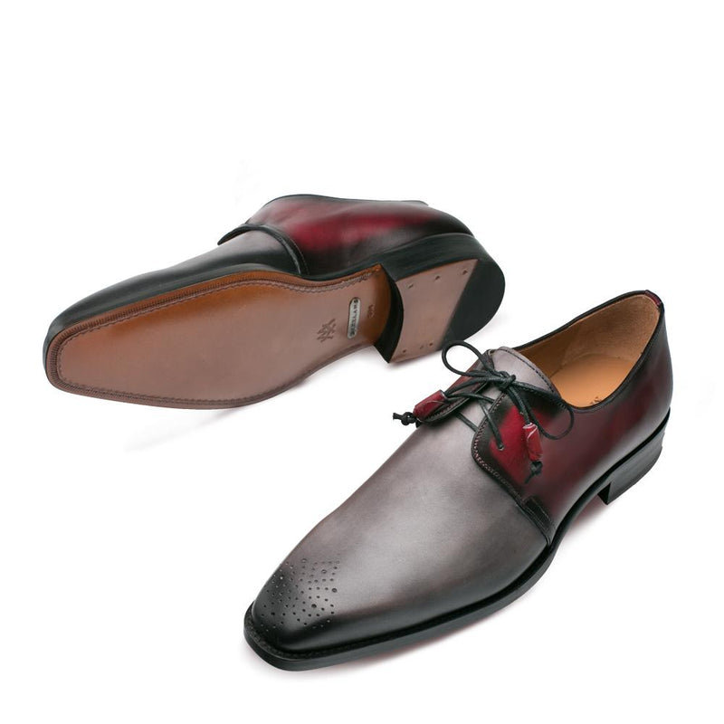 Mezlan Montes Men's Shoes Grey and Burgundy Calf-Skin Leather Oxfords 9430 (MZ3149)-AmbrogioShoes