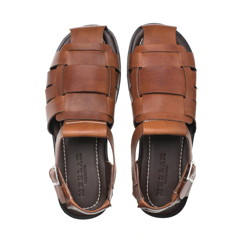 Mezlan R20257 Men's Shoes Cognac Calf-Skin Leather Fisherman Sandals ...