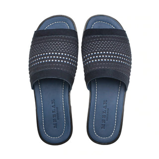 Mezlan R20258 Men's Shoes Blue Multi Woven Leather Slip-On Sandals (MZ3461)-AmbrogioShoes