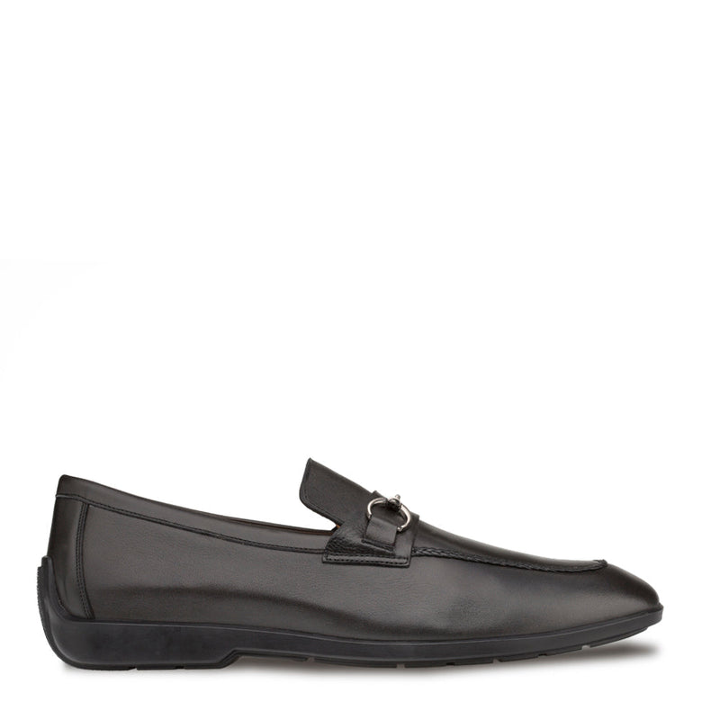 Mezlan R20268 Men's Shoes Black Calf-Skin Leather Apron Ornament Loafers (MZ3440)-AmbrogioShoes