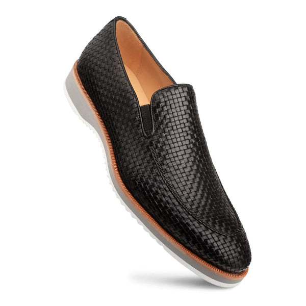 Mezlan R20658 Men's Shoes Black Woven Leather Hybrid Loafers (MZ35675)-AmbrogioShoes