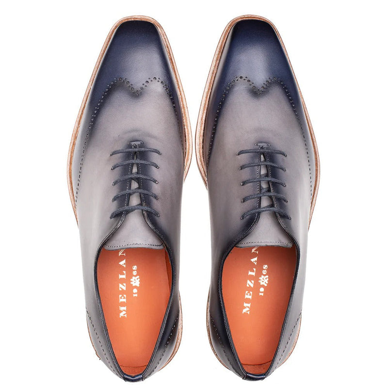 Mezlan R20664 Men's Shoes Navy & Gray Calf-Skin Leather Lightweight Oxfords (MZ3599)-AmbrogioShoes