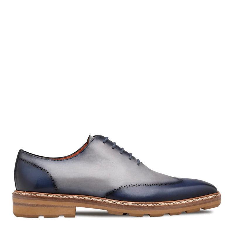 Mezlan R20664 Men's Shoes Navy & Gray Calf-Skin Leather Lightweight Oxfords (MZ3599)-AmbrogioShoes