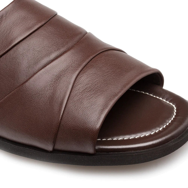 Mezlan R20672 Men's Shoes Brown Nappa Leather Slide Sandals (MZ3581)-AmbrogioShoes