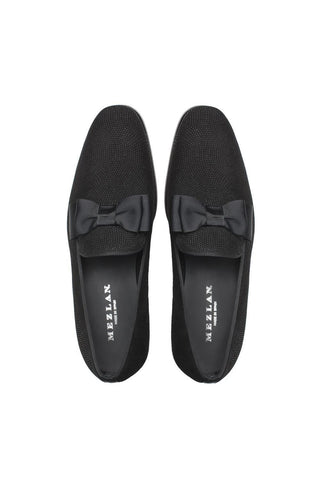 Mezlan S20306 Black Glass Suede Dress Venetian Formal Loafers (MZ3428)-AmbrogioShoes