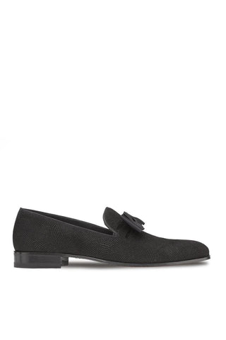 Mezlan S20306 Black Glass Suede Dress Venetian Formal Loafers (MZ3428)-AmbrogioShoes