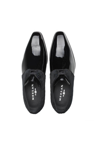 Mezlan S20307 Black Velvet / Patent Leather Dress Derby (MZ3427)-AmbrogioShoes