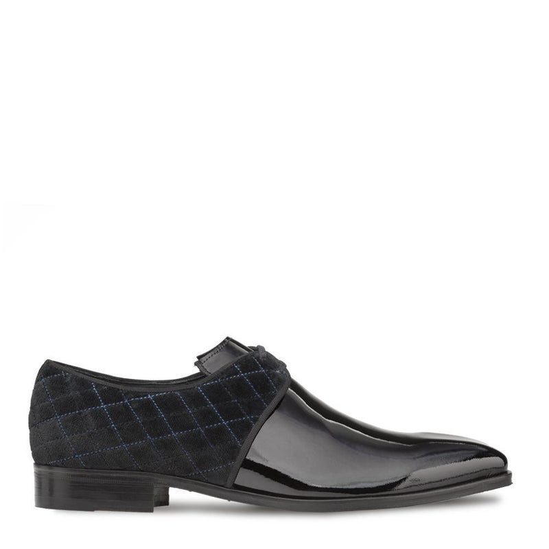 Mezlan S20307 Men's Shoes Black Velvet / Patent Leather Dress Derby Oxfords (MZS3427)