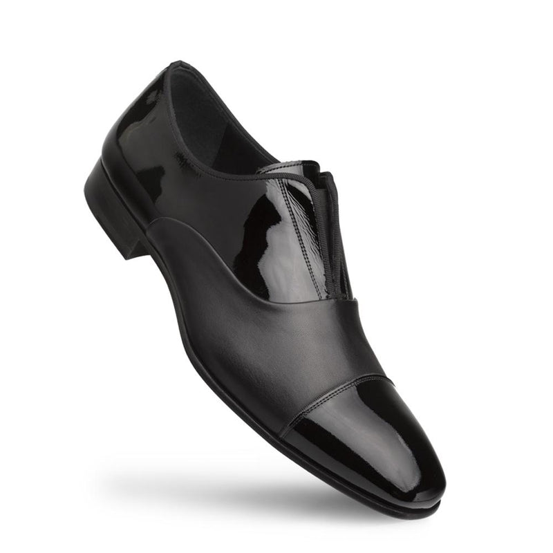 Mezlan S20308 Men's Shoes Black Patent / Calf-Skin Leather Formal Slip-On Loafers (MZ3429)-AmbrogioShoes