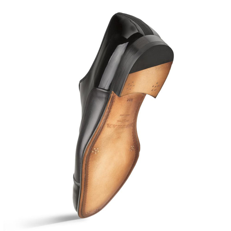 Mezlan S20308 Men's Shoes Black Patent / Calf-Skin Leather Formal Slip-On Loafers (MZ3429)-AmbrogioShoes