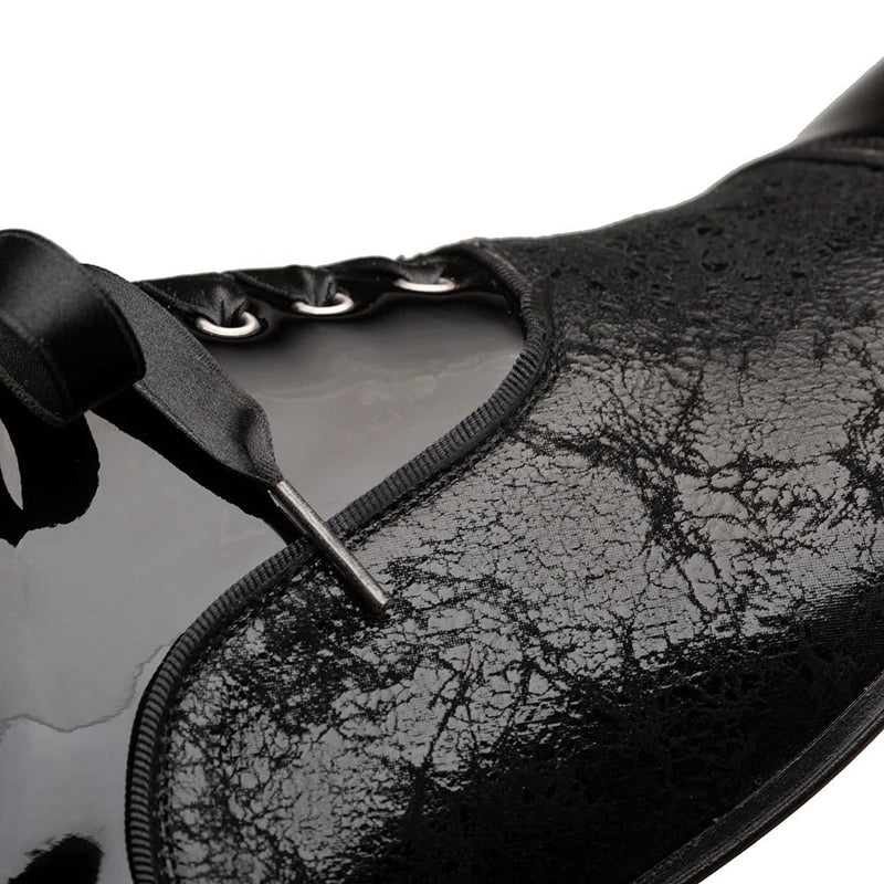 Mezlan S20655 Men's Shoes Black Patent / Glazed Suede Leather Formal Oxfords (MZ3568)-AmbrogioShoes