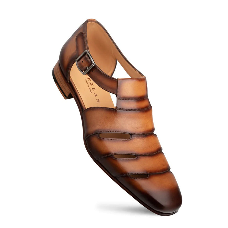Mezlan S20657 Men's Shoes Tan Calf-Skin Leather Dress Sandals (MZ3591)-AmbrogioShoes