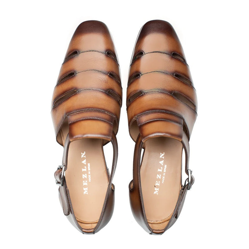 Mezlan S20657 Men's Shoes Tan Calf-Skin Leather Dress Sandals (MZ3591)-AmbrogioShoes