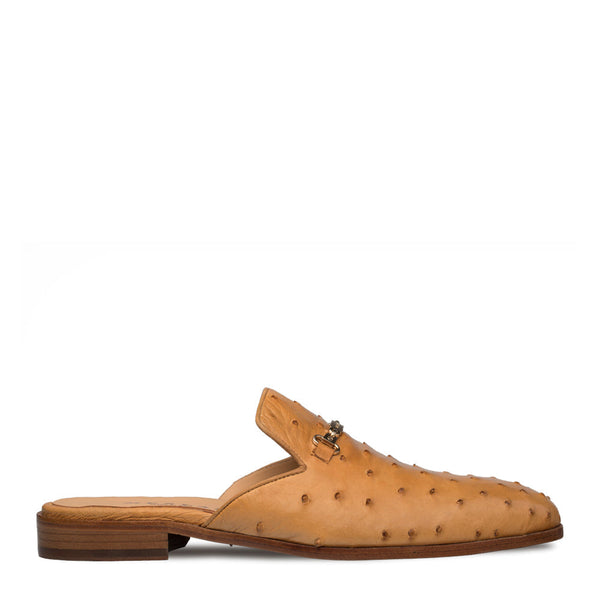Mezlan SX4839-S Men's Shoes Camel Ostrich Skin Slide Mules (MZ3485)-AmbrogioShoes