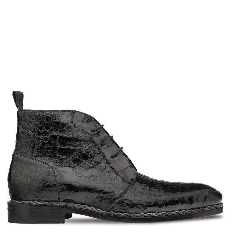 Mezlan SX4864F Men's Shoes Black Exotic Crocodile Contrast Welt Chukka Boots (MZ3519)-AmbrogioShoes
