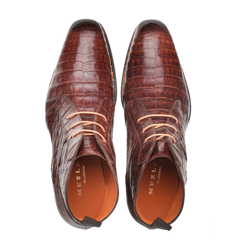 Mezlan SX4864F Men's Shoes Sport Brown Exotic Crocodile Contrast Welt Chukka Boots (MZ3518)-AmbrogioShoes