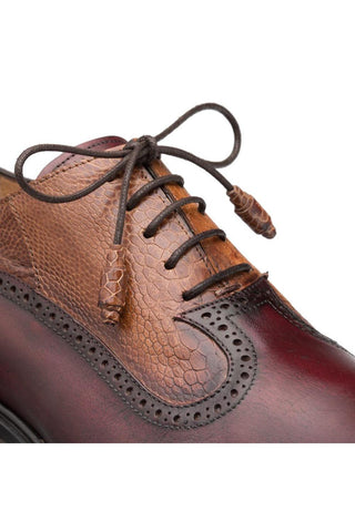 Mezlan SX4868-P Exotic Ostrich / Calf-Skin Leather Oxford (MZ3509)-AmbrogioShoes